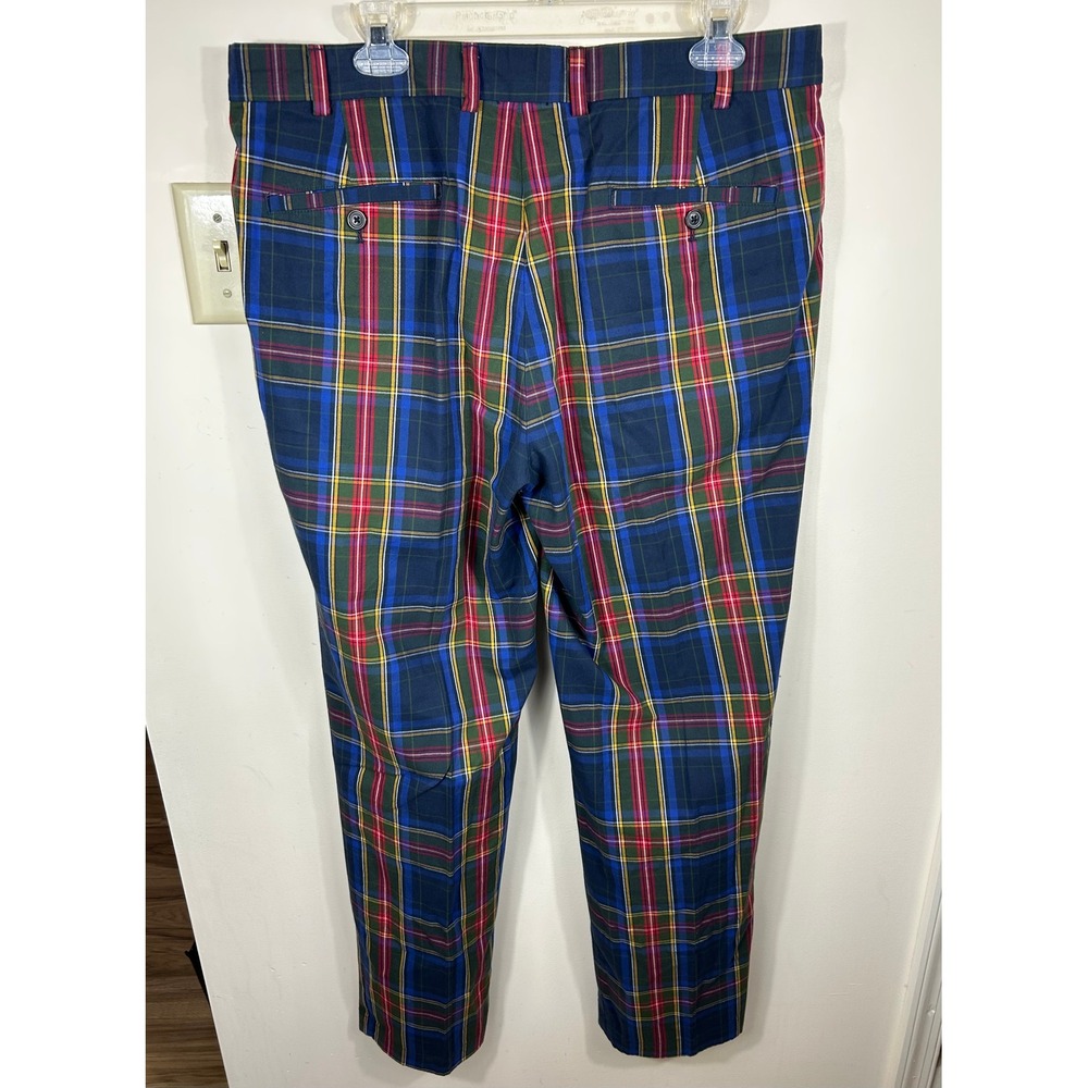 Brooks Brothers 346 Plaid Trousers Pants Men's 36x32 Golf Tartan Chino Patchwork - Picture 2 of 9